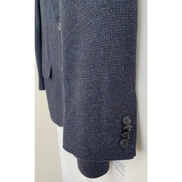 Corneliani Italy Navy Blue Houndstooth Wool Blazer Jacket Sports IT 48 US 38 - Picture 5 of 16